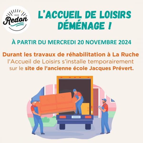 L\'accueil de loisirs déménage temporairement dès le 20 novembre